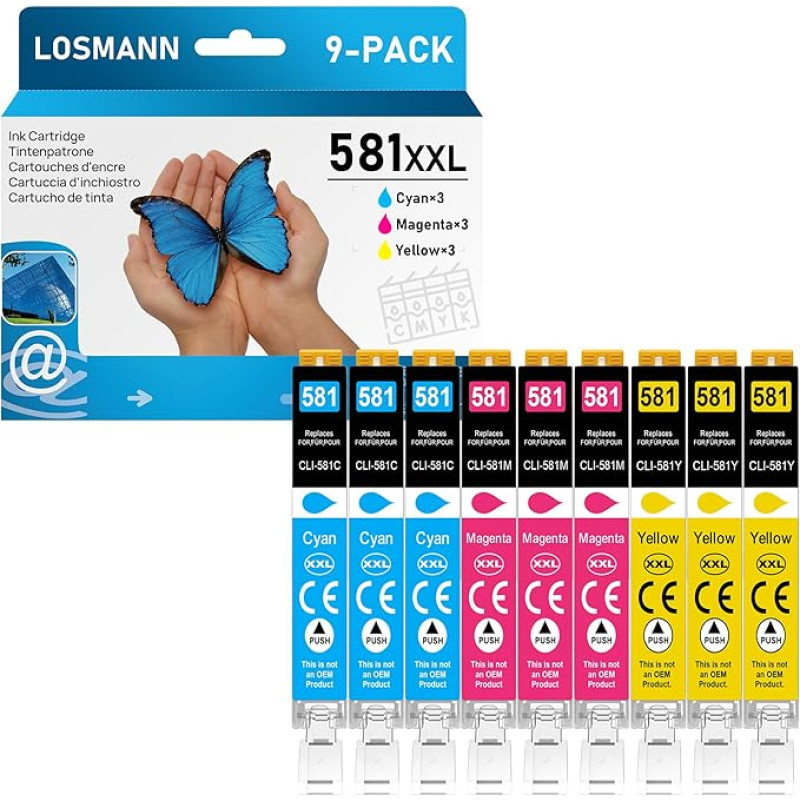 LOSMANN spausdintuvo kasetės suderinamos su Canon PGI-580 XXL CLI-581 XXL, skirtos Pixma TS6350 TS6150 TS8150 TS8250 TS6250 TS705 TS705a TS8151 TS6151 TS8152 TS9150 TS9155 TS9155 TS9155 TS99 550 TR7550