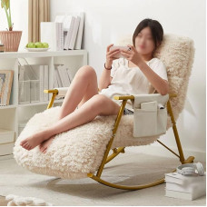 YNAYGDIUGD Šezlongas su porankiais, supamasis krėslas Svetainė, modernus miegamasis Komfortiškas supamasis krėslas Supamasis krėslas su 5 kryptimis reguliuojamomis kojomis (spalva: auksinė)