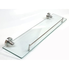 Manissa Tempered Glass Bathroom Shelf with 304 Stainless Steel Rod Wall Mounted Bathroom Accessories Mirror Polished Stainless Steel)