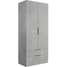 Composad | Schrank der Linie Espresso mit 2 Türen und 2 Schubladen, platzsparender Aufbewahrungsschrank, für Schlafzimmer, Waschküche, (BxHxT) 81,9 x 184,4 x 46,3 cm, Farbe Betongrau, hergestellt in