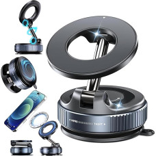 Boxgear Vacuum Magnetic Mobile Phone Holder for Car - Strong Suction Cup Holder, Foldable Magnetic Phone Stand for All Smartphones, Compatible with Cars, Gyms & Bathroom Mirrors