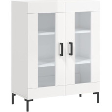 vidaXL šoninė spinta, komoda su daugybe stalčių, aukšto lygio svetainės spinta su geležinėmis kojomis, spintelė, šoninė spintelė, blizgios baltos medienos medžiaga