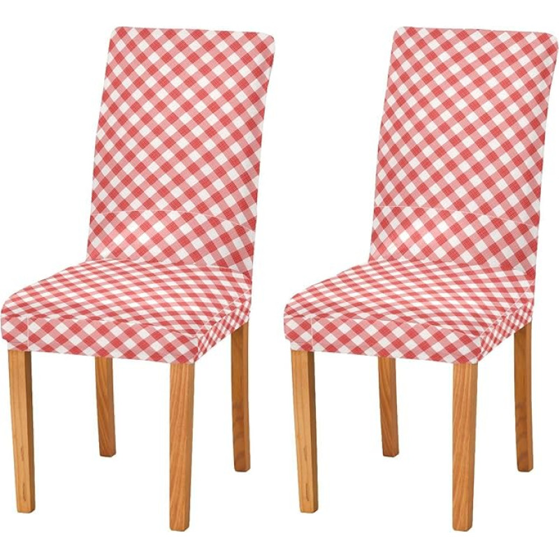 Kcldeci Parsons Esszimmerstuhlhussen, Rot-Weißes Gingham-Muster, Schonbezug, Spandex-Protektoren für Zimmer, Küche, Zuhause, Stretch-Stuhlhusse, 4er-Set