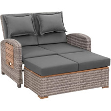 greemotion Bahia Tobago rotango poilsio sodo sofa-lova su taburete Pilka mediena