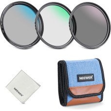 NEEWER 72 mm UV/CPL/ND objektyvo filtrų rinkinys, apsauga nuo UV spindulių + žiedinis poliarizacinis filtras + pilkasis filtras (ND8) su daugiasluoksniu optiniu stiklu, plonu rėmeliu ir laikymo dėžute