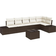 Rantry Modelis 3355757 6 dalių sodo sofos komplektas su pagalvėle Pilka polietileninė rotango sodo poilsio zona