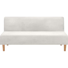 LINGKY Velvet Armless Sofa Slipcover, Thicker Stretch Sofa Bed Covers Furniture Protection Plain Non-Slip Stretch Couch Covers Fits Folding Sofa Bed Without Armrests (Ivory)