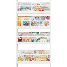 FOTOSOK Kids Bookshelf Wall Mount 4 Tier Bookcase Organizer Toy Book Storage Bookcase Bedroom Living Room Nursery White