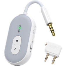 ORIA Bluetooth Aux Adapter, 2 in 1 aptX Jack Bluetooth 5.3 Receiver Transmitter, 3.5 mm Bluetooth Audio Adapter Aeroplane, Dual Connection to 2 Headphones, Jack Transmitter for TV, Stereo System