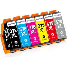 SINOPRINT 378XL 478XL Printer Cartridges Compatible with Epson 378 XL 478 XL Cartridges Multipack for Expression Photo HD XP-15000 XP15000 (1 Red, 1 Grey, 1 Black, 1 Cyan, 1 Magenta, 1 Yellow)
