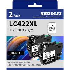 LC422XL spausdintuvo kasetės suderinamos su Brother LC-422XL LC-422 kasetėmis, skirtos MFC-J5340DW MFC-J5345DW MFC-J5740DW MFC-J6540DW MFC-J6940DW (2 pakuotės, 2 juodos spalvos)