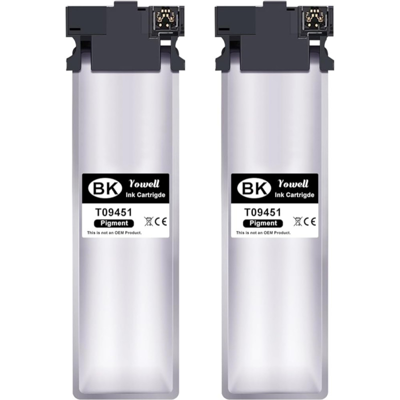 Yowell T9451 juodos spalvos spausdintuvo kasetės, suderinamos su Epson T9451 EP64534, skirtos Epson Workforce Pro WF-C5710DWF WF-C5790DWF WF-C5210DW WF-C5290DW WF-C5710 WF-C5790 WF-C5210 (2 juodos spalvos)