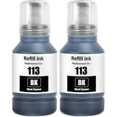 SHUOLEI 113 rašalas suderinamas su Epson 113 rašalo kasetėmis, skirtomis ET-5850 ET-16600 ET-5150 ET-5170 ET-5150 ET-16650 ET-15000 ET-5100 ET-5800 ET-5880 T-1615 T-0 (2 pakuotės 2 juodos spalvos)