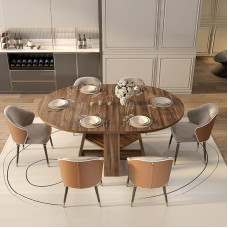 BYCCZMGAD Apvalus valgomojo stalas Išplečiamas virtuvės stalas Medinis ūkinis apvalus stalas namų valgomajam gyvenamajam kambariui (kryžminė bazė)