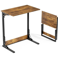 SUNBURY C-förmiger Beistelltisch, TV-Tablett, keine Montage erforderlich, kleiner Beistelltisch für Couch und Bett, faltbarer 69,8 cm hoher Couchtisch für kleine Räume, Wohnzimmer und Schlafzimmer