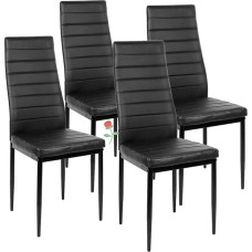 LANTUS 4 valgomojo kėdžių komplektas, chromuotas pagrindas, SGS patvirtinta, valgomojo kėdžių komplektas, modelis, medžiaga PU/metalas, 4 kėdžių komplektas (juoda)