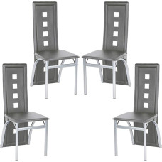 Valgomojo kambario kėdės Sūpynės kėdžių rinkinys4 modernios, dirbtinės odos užvalkalas, svetainės kėdė, galima naudoti virtuvėje, valgomojo kėdė, valgomasis, svetainė, viešbutis, miegamasis, fojė, greitas maistas (pilka, 4)