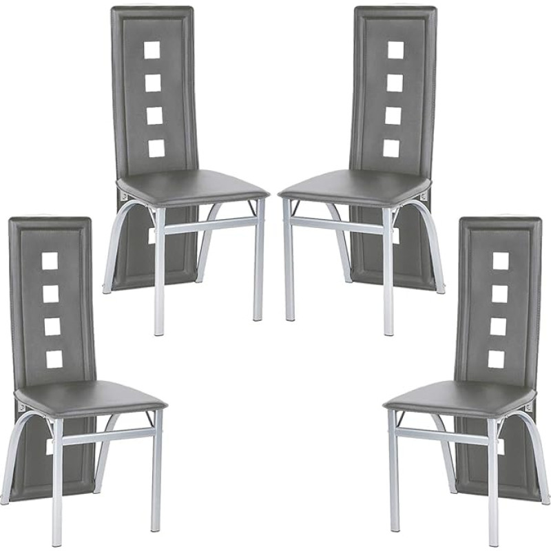 Valgomojo kambario kėdės Sūpynės kėdžių rinkinys4 modernios, dirbtinės odos užvalkalas, svetainės kėdė, galima naudoti virtuvėje, valgomojo kėdė, valgomasis, svetainė, viešbutis, miegamasis, fojė, greitas maistas (pilka, 4)