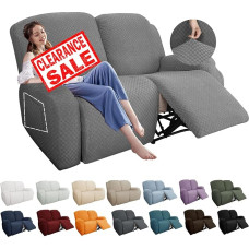 YEMYHOM Pack of 6 Stretch Loveseat Deck Chair Protective Cover Jacquard Deck Chair Sofa Cover with Side Pocket Fitted Relax Cover Couch Furniture Protection with Elastic Base (Loveseat Deck Chair, Light Grey)