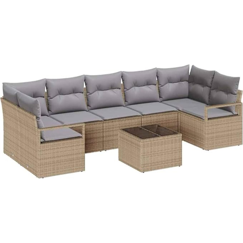 8-teiliges Garten Sofa Set mit Kissen Beige Poly Rattan Gartenlounge Modelis3354969