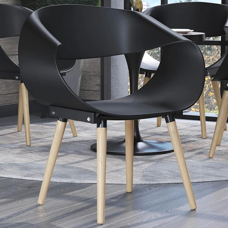 GGMMÖBEL ZANOTI 2 kriauklių kėdžių rinkinys Juodos spalvos plastikinės dizaino kėdės