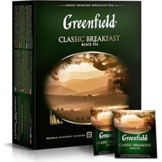 GREENFIELD Classic Breakfast Original Breakfast Tea The Finest Black Tea Juodoji arbata 100 arbatos maišelių Aukštos kokybės juodoji arbata 100 arbatos maišelių Be glitimo Kosher 200 g