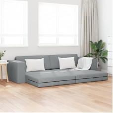 2-in-1 Boden Schlafsofa Hellgrau Stoff 245x150x60.5 cm mit Schneller Umwandlung für Wohnzimmer Lounge Modernes Design