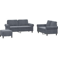 Dunkelgrauer Samt-Sofa-Set mit Fußhocker, 2-Sitzer (120 cm), für Wohnzimmer und Entspannung - Komfortabel und stabil Model3202221