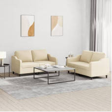 Juroupi 2-TLG. Sofagarnitur mit Kissen Sofa Wohnzimmer Sitzgruppe Wohnzimmer Sofos komplektas Sofas FüR Wohnzimmer Creme Stoff - 3201804