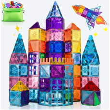 Magnetinės statybinės kaladėlės 100 dalių, magnetinės statybinės kaladėlės vaikams su stipriu magnetu ir magnetiniais kaladėlėmis vaikams - kūrybinis, edukacinis magnetinis žaislas nuo 3+ metų