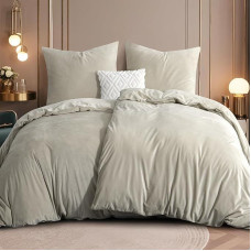 RUIKASI Flanelinė patalynė 135 x 200 cm 4 dalių, smėlio spalvos - šilta žiemos patalynė, minkštas pliušinis vilnonis antklodžių užvalkalų komplektas su 2 pagalvių užvalkalais 80 x 80 cm