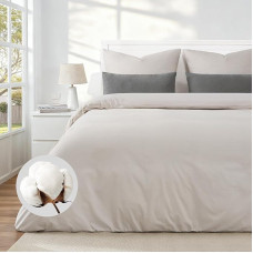 Bed Linen 135 x 200 cm Cotton 4-Piece Bed Linen Beige Duvet Covers 135 x 200 Cotton Set of 2 + 2 Pillowcases 80 x 80 cm, Oeko-Tex Bed Linen Sets Linen Colour 100% Cotton with Zip