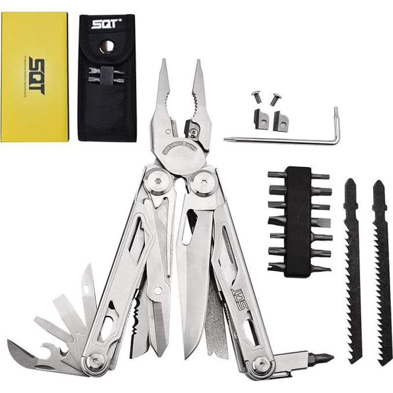 SQT daugiafunkcinės replės, 20 in 1 daugiafunkcinis įrankis su replėmis, sulankstomas peilis, sulankstomas, profesionalus ir nerūdijančio plieno daugiafunkcinis įrankis 