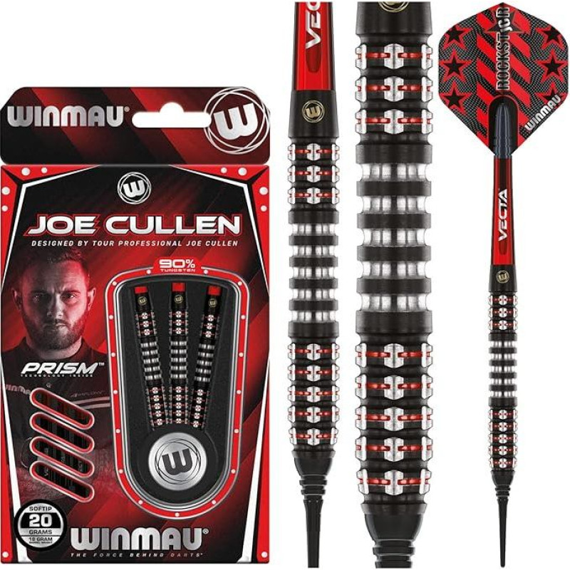 WINMAU Joe Cullen Ignition 20 g profesionalios volframinės strėlės Softip su koteliais (Waves)