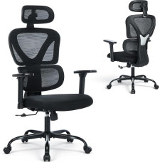 COLAMY ergonomiška biuro kėdė - patogi biuro kėdė su 9,5 cm sėdynės pagalvėle, 3D porankiais, reguliuojamu galvos atlošu biurui, namų biurui ir studijoms, juoda