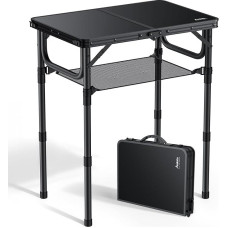 Aliuminio stovyklavimo stalas, sodo stalas su 3 aukščiais, sulankstomas stovyklavimo stalas, juodas