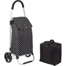 KitchenCraft Coolmovers Aluminium Folding Shopping Trolley, Black Polka Dot