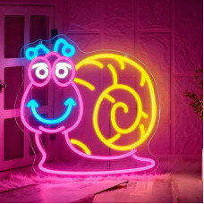 LED Neon Light, Dimmable Colourful Neon Sign with USB Connection, Lettering Neon Light Sign for Wall Decoration, Wedding, Birthday, Bar, Party (Snail)