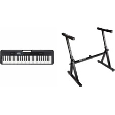 Casio CT-S300 Casiotone Keyboard with 61 Velocity Standard Keys and Automatic Accompaniment & Rockjam Heavy Duty Z Keyboard Stand for Digital Pianos and Electronic Keyboards - Black