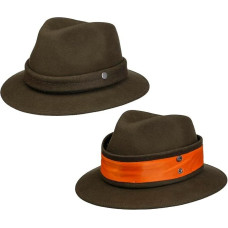 LIERYS Hunting Vyriška medžioklinė kepurė - Veltinė kepurė su signaline juosta (neoninė spalva) - Pagaminta Italijoje - Lauko kepurė nepraleidžianti vandens ir neperšlampanti - Vilnonė kepurė vasarą/žiemą - Lietaus kepurė