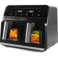 Petra PT5196GWVDE 7,6-l-Doppel-Heißluftfritteuse - Fritteuse ohne Öl, Ölfreier Kocher, Doppelschublade mit Glassichtfenstern, 2 antihaftbeschichtete große Frittierkörbe, 10 Kochfunktionen, 1700 W