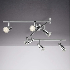 IMPTS LED lubinis prožektorius, 6 lemputės, lubinis šviestuvas, svetainės šviestuvas, lubinis prožektorius, pasukamas šviestuvas, su 6 x 3 W lemputėmis, GU10, šiltai baltas, matinis, nikelio spalvos