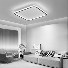 Mikeru LED Ceiling Light Diameter 60 cm Square - Modern Dimmable Ceiling Light with Remote Control (3000 K - 6000 K) - Black Acrylic for Living Room, Bedroom, Kitchen, Dining Room - Energy-Efficient