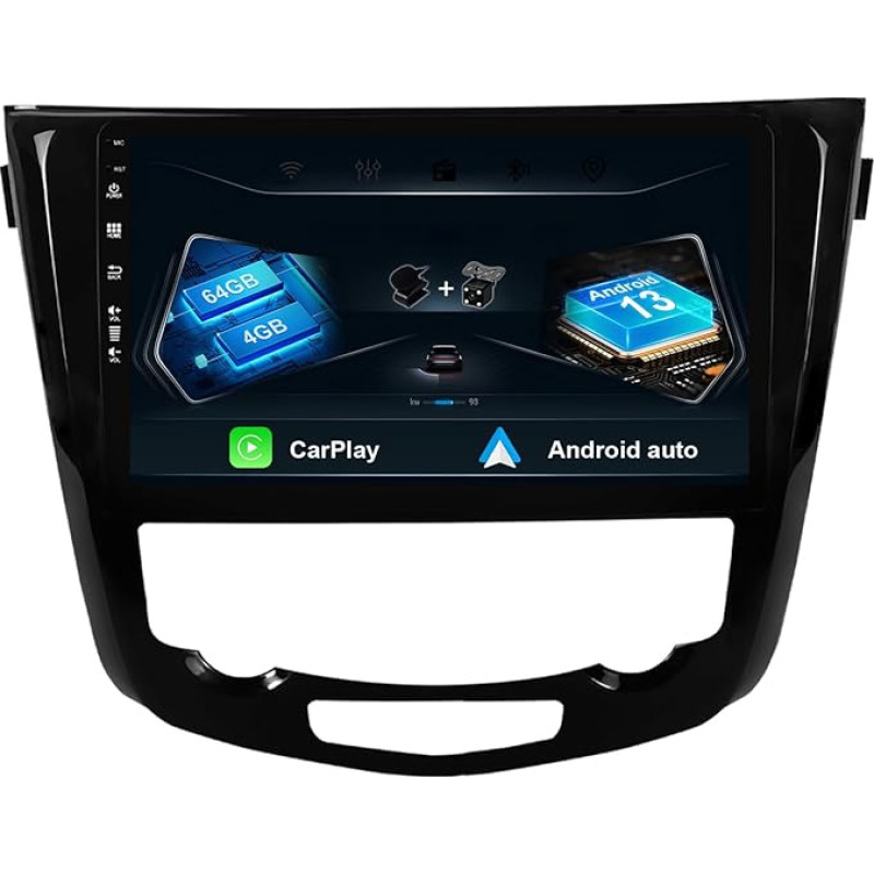 Android Car Radio for X-Trail Qashqai J11 T32 2013-2017 GPS 2 Din Rear View Camera 10 Inch Support DSP/RDS/DAB+/Steering Wheel Control/Carplay/WiFi/Bluetooth/Mirrorlink-4G+64GB