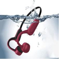 Bluetooth Headphones on Ear Sports Headphones Bone Conduction Headphones with 16GB Memory IPX8 Waterproof Diving Swimming Adjustable Size for Outdoor Activities Surfing Gym Red