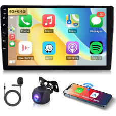 4G + 64G 8 Core Android 13 Car Radio 2 DIN with Apple Carplay Android Car GPS Navigation WiFi 9 Inch Touchscreen Car Radio with Mirror Link Bluetooth FM/RDS USB/DAB/OBD/DVR/EQ Steering Wheel Control