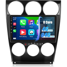 4G + 64G CAMECHO Android 13 Car Radio with Navigation System for Mazda 6 2004-2014, 8Core, 9 Inch Double DIN Car Radio Touch Display with Carplay Android Car Bluetooth FM/RDS Mirror Link DSP