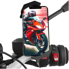 Scooter Mobile Phone Holder Attachment to Universal Rear View Mirror Made of Stainless Steel 360° Rotation Suitable for Smartphones up to 7.5 Inches Easy Installation Sturdy and Secure Design