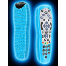 SKY+ HD Remote Control Cover Silicone Skin Cover for Sky Plus HD TV Remote Control Battery Back Protector Universal Replacement (Glow Blue)