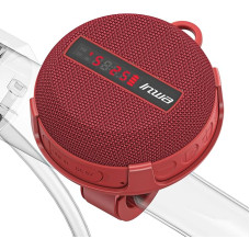 Inwa Bluetooth Bicycle Speaker, 5w8H IPX7 Equipped Bicycle Stand, Carabiner Hook, Built-in Microphone, Keeps Moisture Stand, Waterproof and Shockproof for Outdoor Cycling (Red)